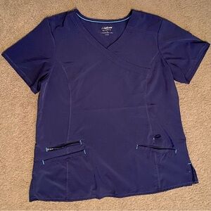 👀Scrubstar Performance Scrub Uniform Top Large 3 Pockets Stretch Indigo Blue